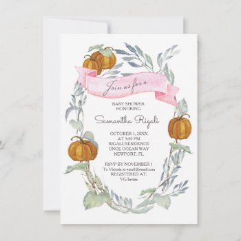 A Little Pumpkin Autumn Fall Leaves Baby Shower In Invitation by VGInvites at Zazzle