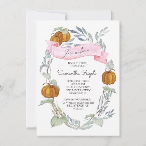 A Little Pumpkin Autumn Fall Leaves Baby Shower In Invitation