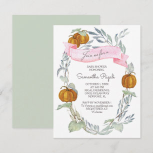 A Little Pumpkin Autumn Fall Leaves Baby Shower Invitation
