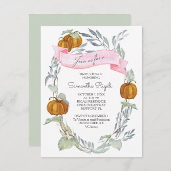 A Little Pumpkin Autumn Fall Leaves Baby Shower Invitation by VGInvites at Zazzle