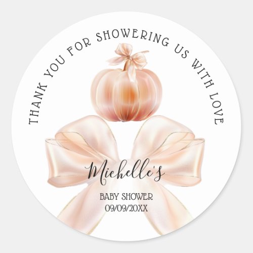 A Little Pumpkin Autumn Fall Thank You Baby Shower Classic Round Sticker