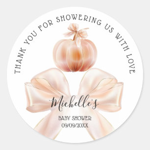 A Little Pumpkin Autumn Fall Thank You Baby Shower Classic Round Sticker