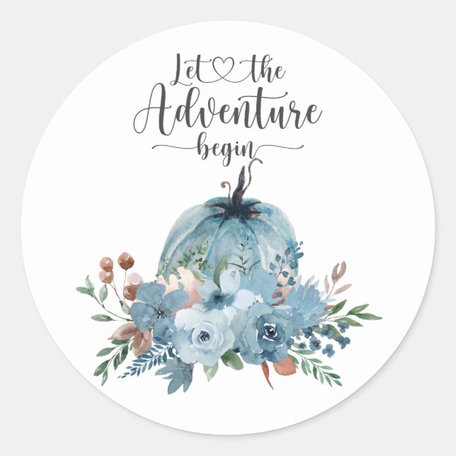 A Little Pumpkin Autumn Floral Baby Shower Classic Round Sticker (Front)
