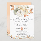 A Little Pumpkin Autumn Floral Fall Baby Shower Invitation (Front/Back)