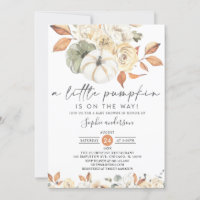 A Little Pumpkin Autumn Floral Fall Baby Shower Invitation