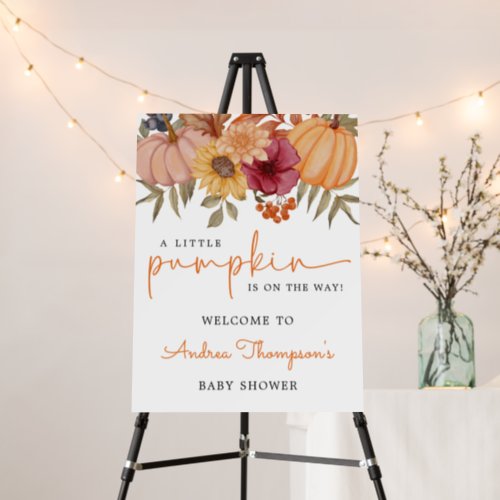 A Little Pumpkin Autumn Floral Pumpkin Baby Shower Foam Board