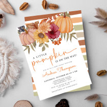 A Little Pumpkin Autumn Floral Pumpkin Baby Shower Invitation