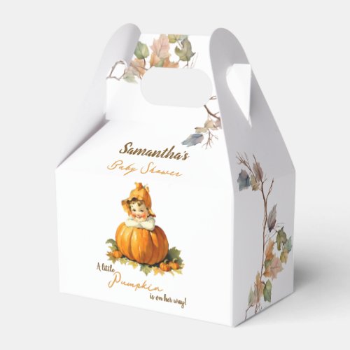 A Little Pumpkin Autumn Girl Baby Shower Favor Boxes