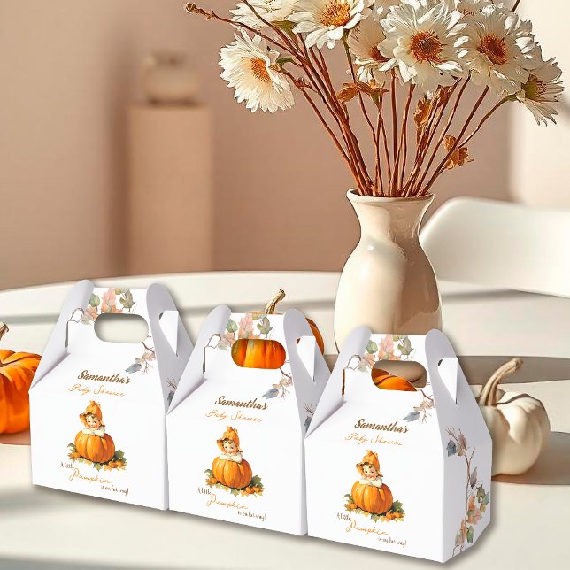A Little Pumpkin Autumn Girl Baby Shower Favor Boxes (Creator Uploaded)
