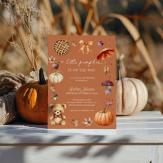 A Little Pumpkin Autumn Terracotta Baby Shower Invitation