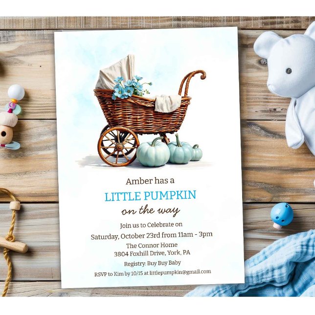 A Little Pumpkin Baby Carriage Baby Shower  Invitation (Creator Uploaded)