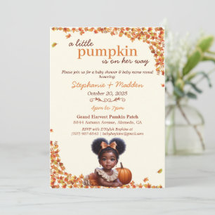 A Little Pumpkin Baby Girl Afro Puff & Autumn Invitation
