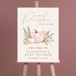 A Little Pumpkin Baby Girl Shower Welcome Sign