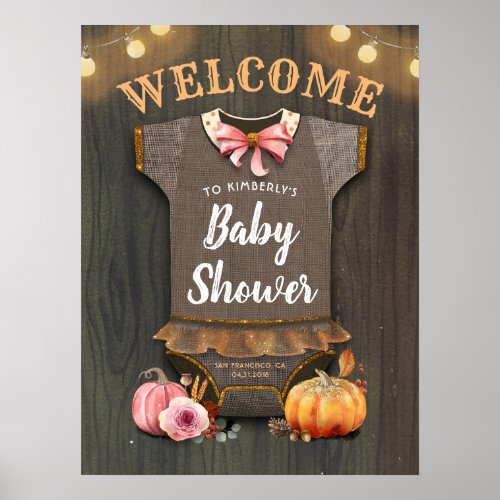 A Little Pumpkin  Baby Shower  Baby Girl Banner Poster