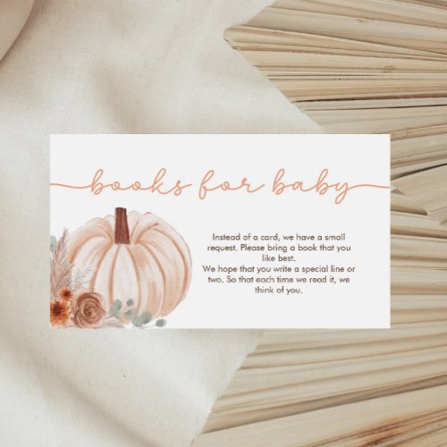 A Little Pumpkin Baby Shower Books For Baby Ticket Enclosure Card