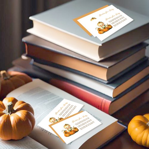 A Little Pumpkin Baby Shower Boy Books for Baby Enclosure Card