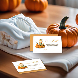 A Little Pumpkin Baby Shower Boy Diaper Raffle Enclosure Card