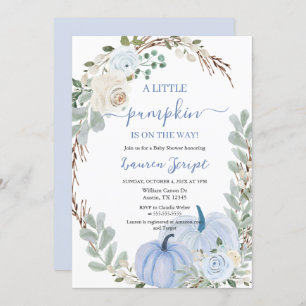 A little pumpkin Baby Shower Boy Invitation