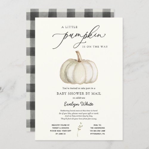 A Little Pumpkin Baby Shower by Mail Invitation