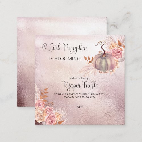 A Little Pumpkin Baby Shower Diaper Raffle Enclosu Enclosure Card