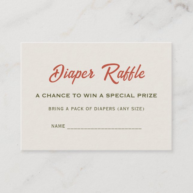 A Little Pumpkin Baby Shower Diaper Raffle Name Enclosure Card (Front)