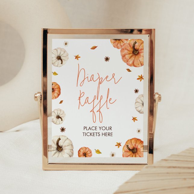 A Little Pumpkin Baby Shower Diaper Raffle Poster (Fall Pumpkin Baby Shower Diaper Raffle Sign)