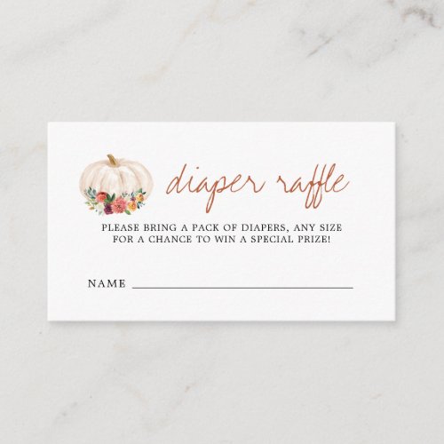 A Little Pumpkin Baby Shower Diaper Raffle Tickets Enclosure Card