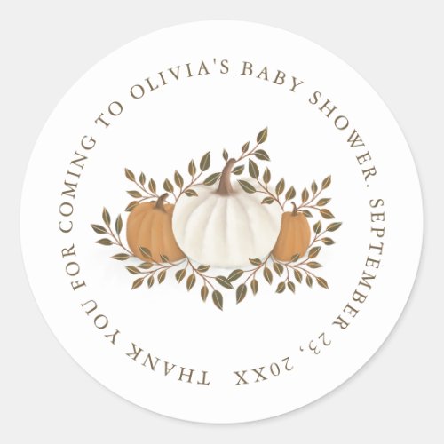 A Little Pumpkin Baby Shower Favor Thank You Classic Round Sticker