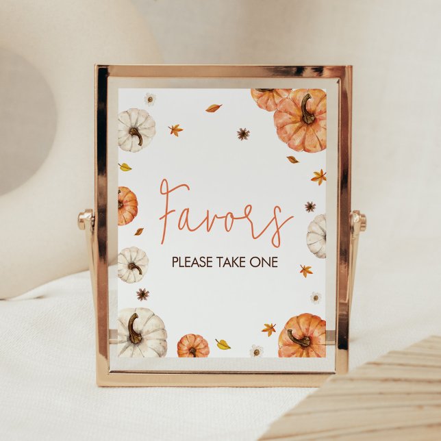 A Little Pumpkin Baby Shower Favors Poster (Fall Pumpkin Baby Shower Favors Sign)