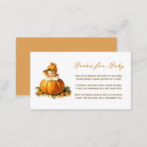A Little Pumpkin Baby Shower Girl Books for Baby Enclosure Card