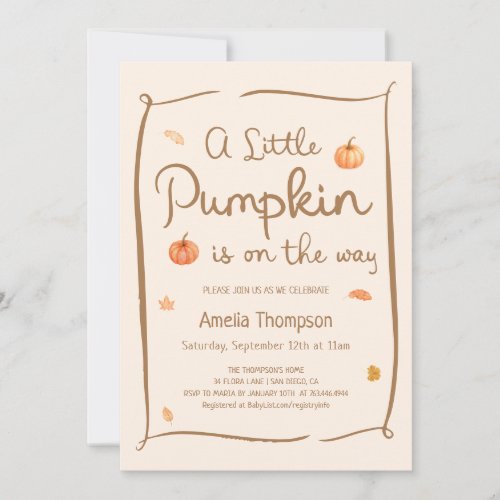 A Little Pumpkin Baby Shower Invitation