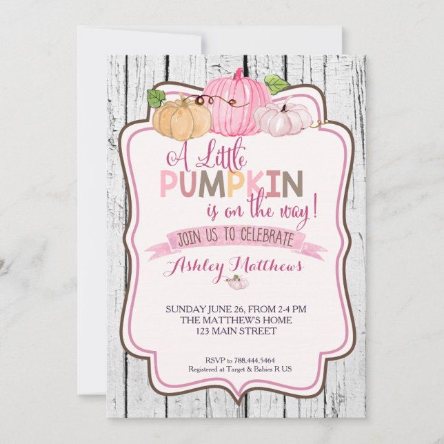 A little Pumpkin Baby Shower Invitation (Front)