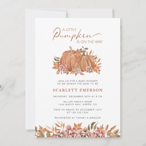 A Little Pumpkin Baby Shower Invitation