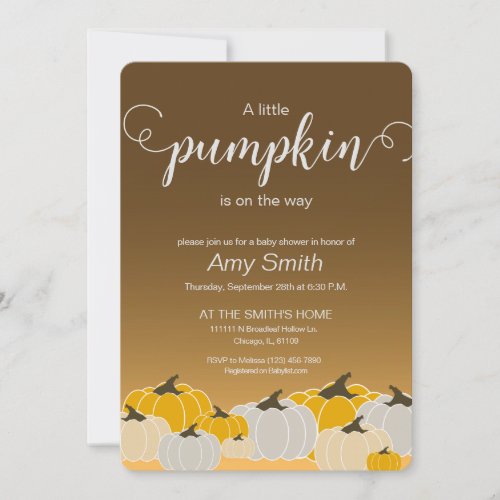 A little pumpkin baby shower invitation 