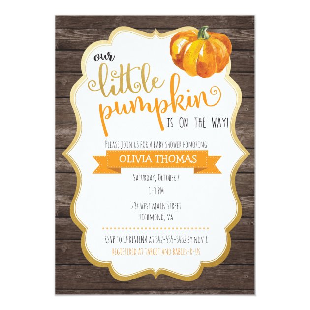 A Little Pumpkin Baby Shower Invitation