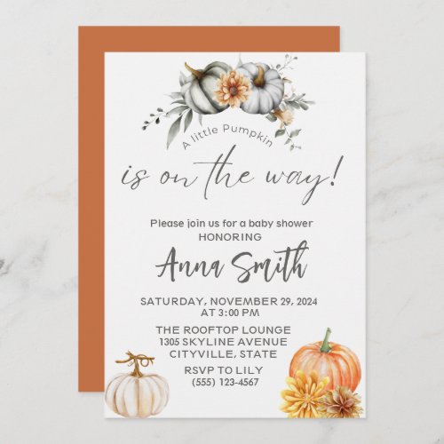 a little pumpkin baby shower invitations