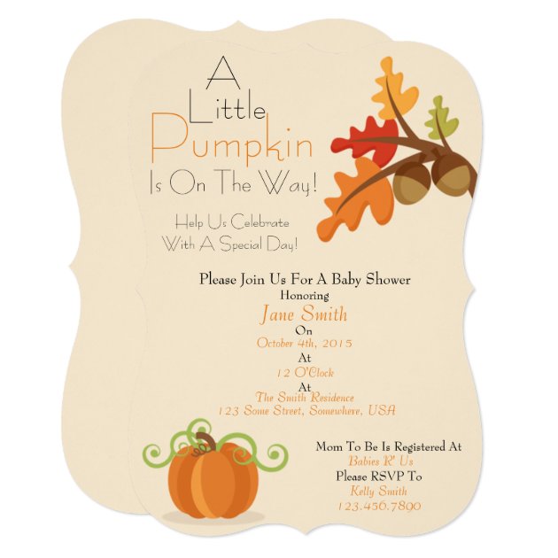 A Little Pumpkin Baby Shower Invite