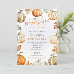A Little Pumpkin Baby Shower Invite Fall Autumn