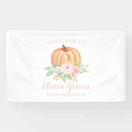 A Little Pumpkin Baby Shower pink floral Banner