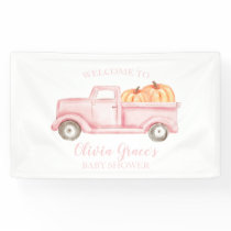 A Little Pumpkin Baby Shower pink truck Banner