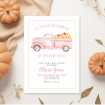 A Little Pumpkin Baby Shower Pink Truck Invitation