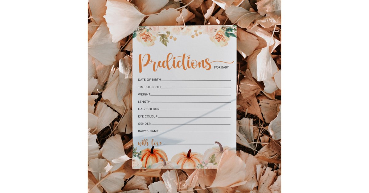 A Little Pumpkin Baby Shower Predictions Card Zazzle