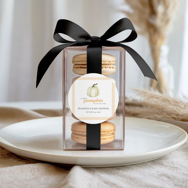 A Little Pumpkin Baby Shower Sticker Label (Creator Uploaded)