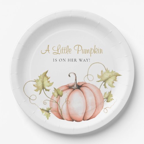A Little Pumpkin Baby Shower Watercolor Paper Plates