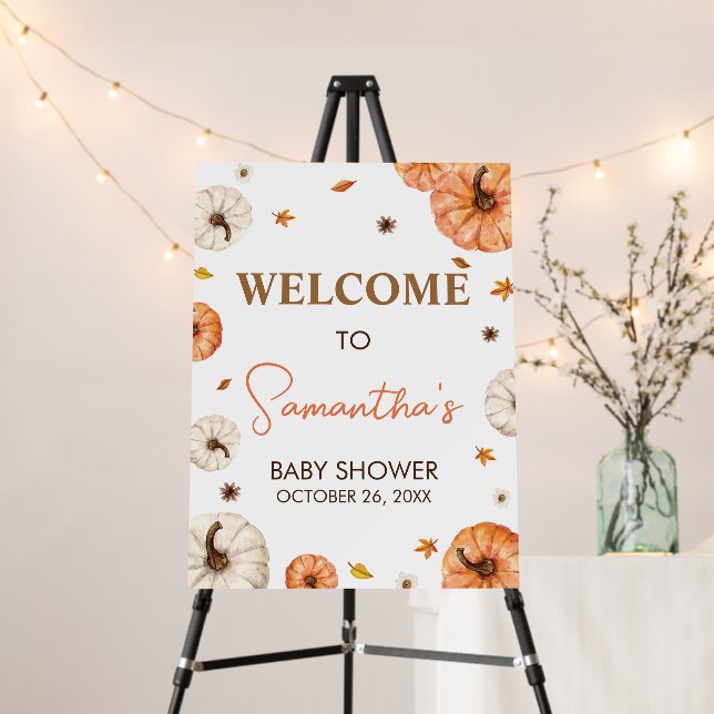 A Little Pumpkin Baby Shower Welcome Sign (In Situ (Stand))