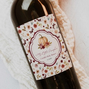 A Little Pumpkin Baby Shower Wine Bottle Label