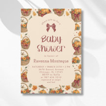 A Little Pumpkin Basket Burgundy Bow Baby Shower