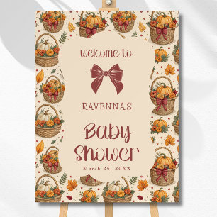 A Little Pumpkin Basket Burgundy Bow Welcome Foam Board