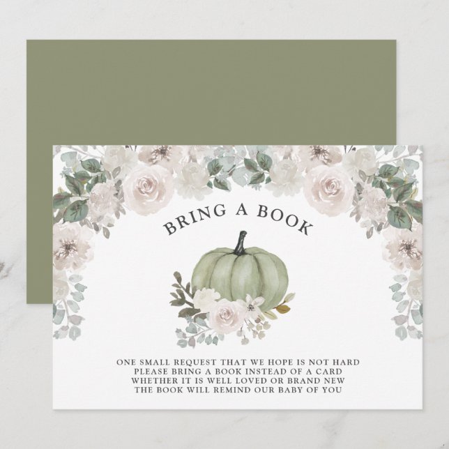 A Little Pumpkin Birthday Sage Floral Invitation (Front/Back)