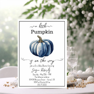 A Little Pumpkin Blue Baby Shower Invitation